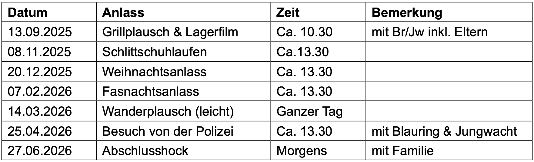 Jahresprogramm 25/26